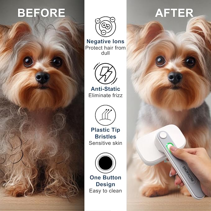 2025 Self-Cleaning Pet Grooming Brush with Negative Ion Technology – Slicker Brush for Cats & Dogs, Reduces Shedding, Gentle on Skin, Easy Release Button for Long & Short Hair