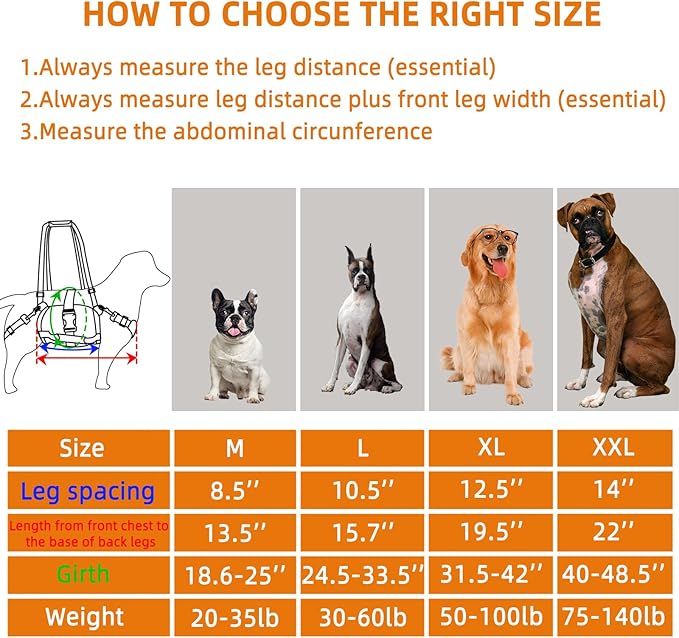 Dog Lift Harness for Large Dogs,Full Body Dog Sling Carrier with Handle,for Up Stairs/Back Legs Support/Dogs Joint Injuries/Arthritis/Nail Clipping