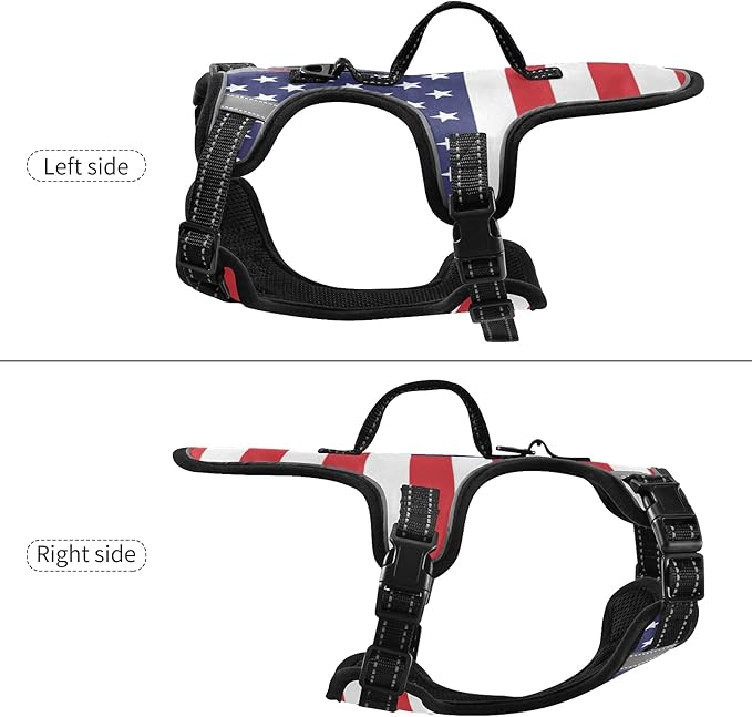 American Flag Dog/Cat Harness,Adjustable Soft Padded Pet Dog Vest-Reflective No-Choke Pet Harness Easy Control Front Clip for Small, Medium, Large Dog/Cat