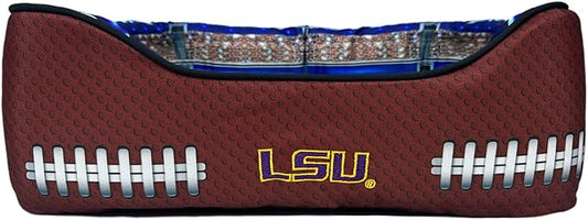 NCAA Louisiana State Tigers Stadium Dog Bed, Pet Pillow Bed for Dogs, Sporty Football Dog Bed and Lounge Cushion