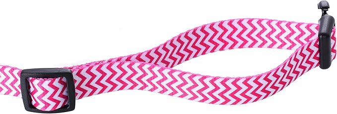 Mile High Life Dog Collar | Cute Puppy Collars | Lightweight Girl Dog Collar | Soft Boy Dog Collars | w Geometric Ocean Wavy Pattern (Pink, Medium)