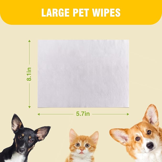 Petux Pet Wipes for Dogs and Cats, Unscented Dog Wipes Cleaning Deodorizing with Aloe Vera & Vitamin E, Soft Skin-Friendly Cat Wipes for Paws, Body, Bum, Fur and Face, 80 Count