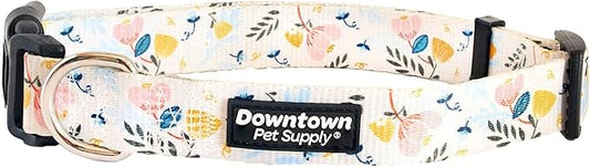 Downtown Pet Supply - Best, Cute & Fancy Dog Collar - Lightweight Adjustable Dog Collar with Quick Buckle & D-Ring - Hand Wash Safe - Floral - L - Large Dog Collar