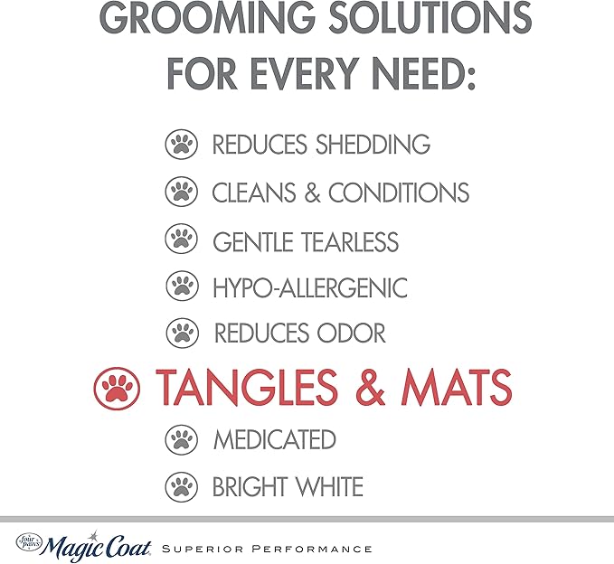 Four Paws Magic Coat Tangles and Mats Dog Grooming Shampoo, Violet Scent, 16 Ounce Bottle