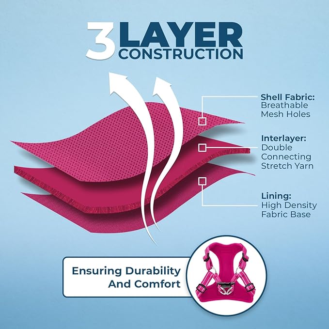 Best Pet Supplies Voyager Adjustable Dog Vest Harness Breathable No Pull Harness for Small, Medium, Large Dogs, Harness for Walking, Jogging, Easy Step-In, Reflective Stripes - (Fuchsia), XL