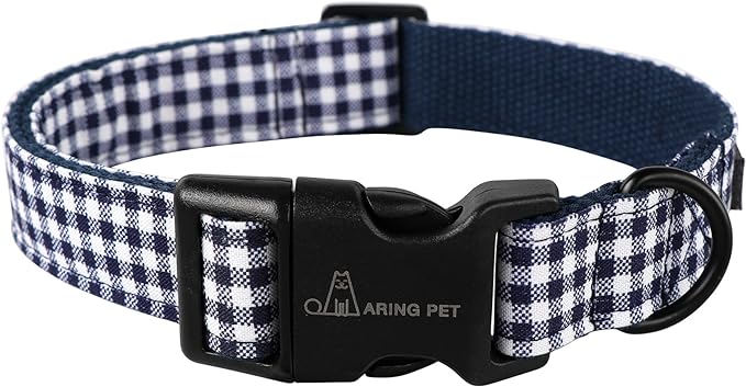 ARING PET Dog Collar-Cute Dog Collar for Small Dogs, Adjustable Comfortable Cotton Plaid Pet Collars for Small Medium Large Male Female Dogs, Small