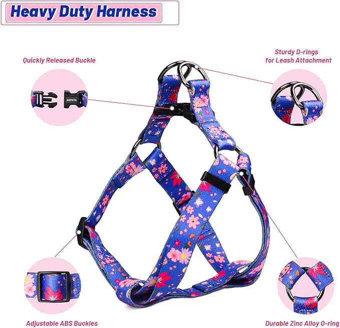 QQPETS Dog Harness Leash Set Adjustable Heavy Duty No Pull Halter Harnesses for Small Medium Large Breed Dogs Back Clip Anti-Twist Perfect for Walking (XS(12"-18" Chest Girth), Cornflower Blue)