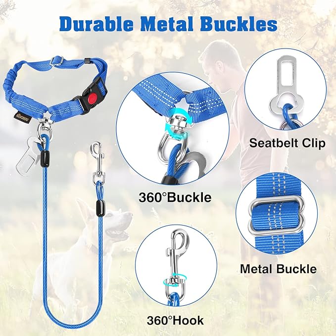 Chew Proof Dog Car Seat Belt, 2 in 1 Steel Cable Dog Car Accessories Headrest Restraint Dog Car Seatbelt for Medium Large Dogs Chewer Heavy Duty Dog Seatbelts for Cars Swivel Attach