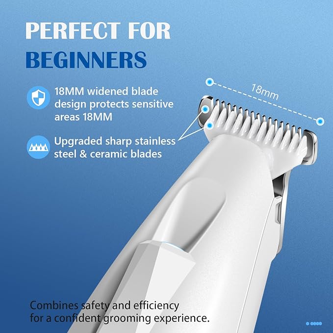 Dog Paw Trimmer with LED Light, Low Noise Paw Trimmer for Dogs, Type-C Rechargeable Pet Grooming Kit Dog Grooming Clippers for Paws, Eyes, Ears, Face, Rump, 18 mm Widen Blade