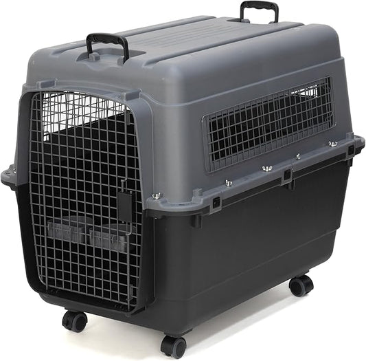 SportPet Designs Plastic Airline Approved Kennels Wire Door Travel Dog Crate, X-Large