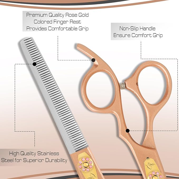 Thinning Shear for Dogs-7.5” Professional Thinning Shear with 56 Teeth, Japanese Stainless Steel,Ergonomic Heavy Duty Sharp and comfortable Blender Scissor for Dog, Cats and other Animals