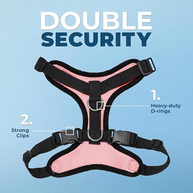 Voyager Step-in Lock Pet Harness - All Weather Mesh, Adjustable Step in Harness for Cats and Dogs by Best Pet Supplies - Pink/Black Trim, M