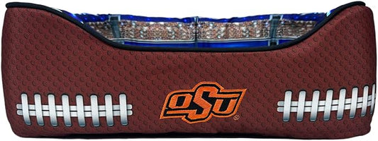 NCAA Oklahoma State Cowboys Stadium Dog Bed, Pet Pillow Bed for Dogs, Sporty Football Dog Bed and Lounge Cushion