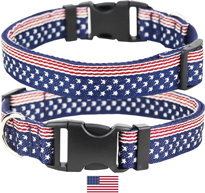 American Flag Dog Collars Adjustable Basic Dog Collar Soft Comfortable Pet Collar (S)