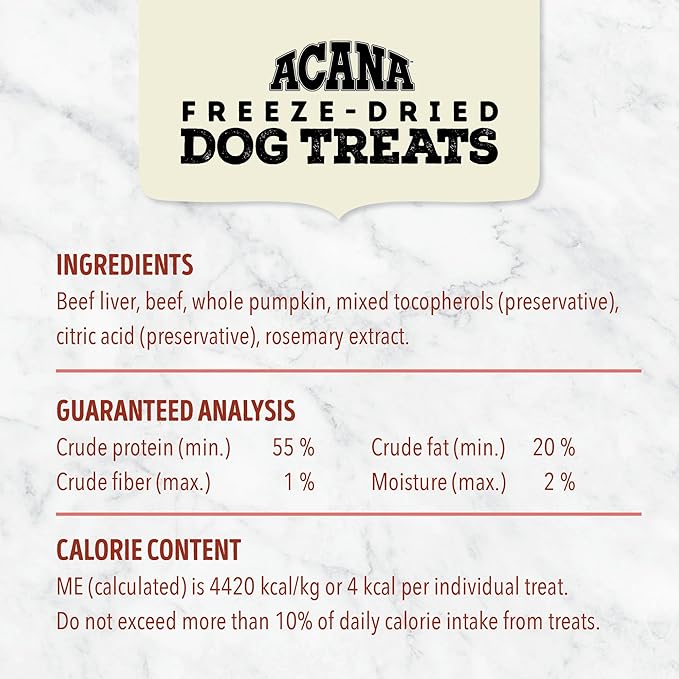 Singles Freeze Dried Dog Treats, Limited Ingredient Grain Free Beef & Pumpkin Recipe, 3.25oz
