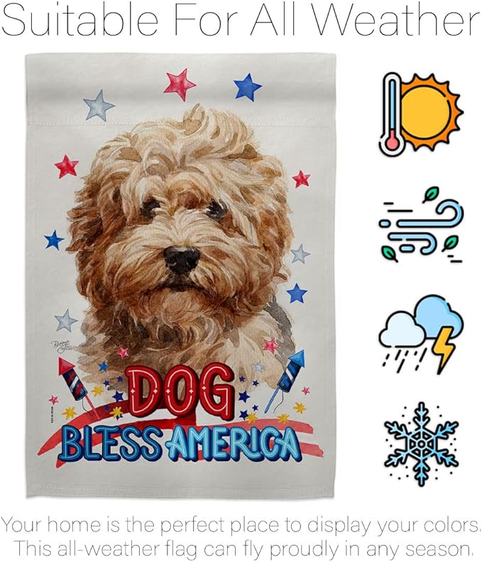 Breeze Decor Patriotic Shaggy Havanese House Flag 2 pcs Pack Dog Puppy Spoiled Paw Canine Fur Pet Nature Farm Animal Creature Banner Small Garden Yard Gift Double-Sided, Made in USA
