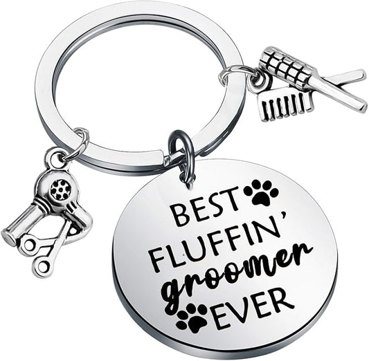 Dog Groomer Jewelry Dog Groomer Gift Dog Grooming Jewelry Pet Groomer Gift Best Fluffin' Groomer Ever Keychain