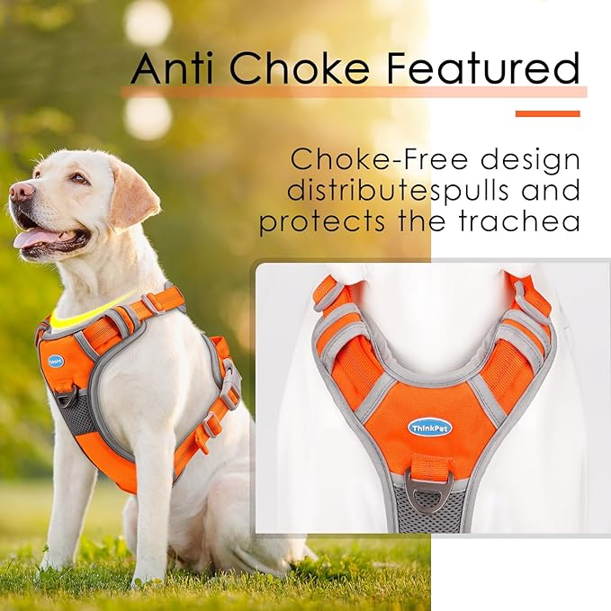 ThinkPet No Pull Harness Breathable Sport Vest with Handle-Dog Harnesses Reflective Adjustable for Medium Large Dogs