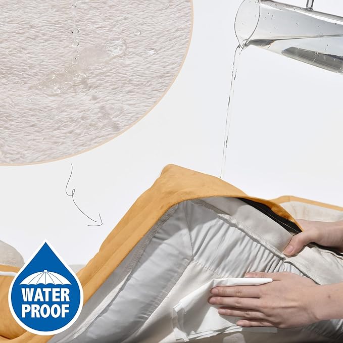 Jumbo Dog Bed Orthopedic Foam, Waterproof Dog Bed for Jumbo Breed Dogs, PV Washable Dog Sofa Bed with Removable Cover & Non-Slip Bottom(Jumbo,Khaki)