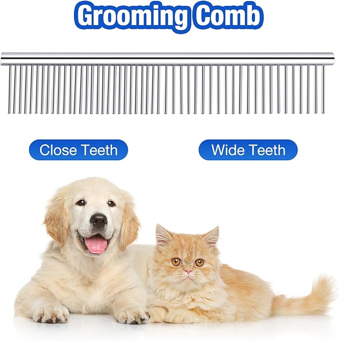 Dog Grooming Scissors,3 in 1 Dog Scissors with Safety Tips, Professional Stainless Steel Thinning Shears, Curved Pet Grooming Scissors Kit