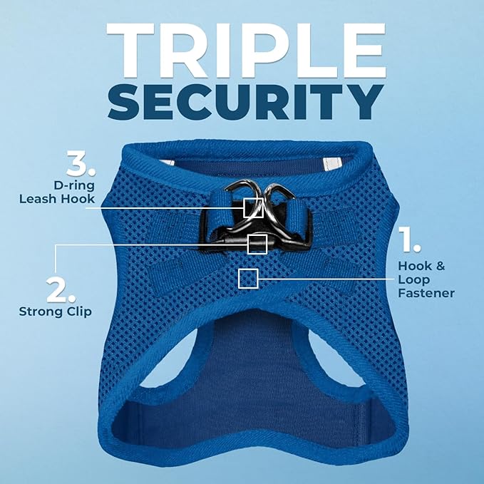 Voyager Step-in Air Dog Harness - All Weather Mesh, Reflective, No Pull Harness for Small, Medium Dogs, Cats - Secure with Hook & Loop Fastener, Buckle, Double D-Rings - Royal Blue, M