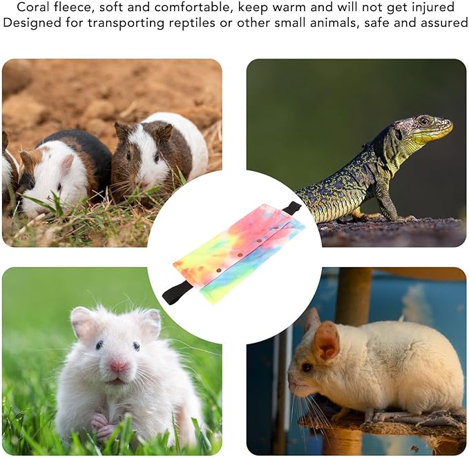 Reptile Sling Carrier, Soft Adjustable Strap Comfortable to Use Bearded Dragon Sling for Outdoor Travel Walking Rest (Iridescence)