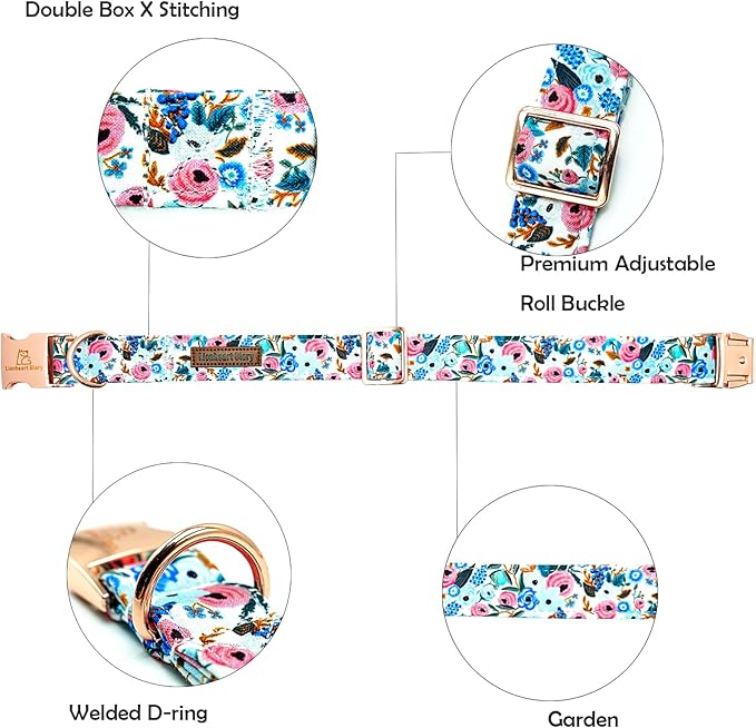 Lionheart glory Dog Collar Pink Flower Dogs Collar Spring Summer Cute Collars Dog Girl or Boy Soft Durable Adjustable Dog Collars for Small Dogs Pet Gift