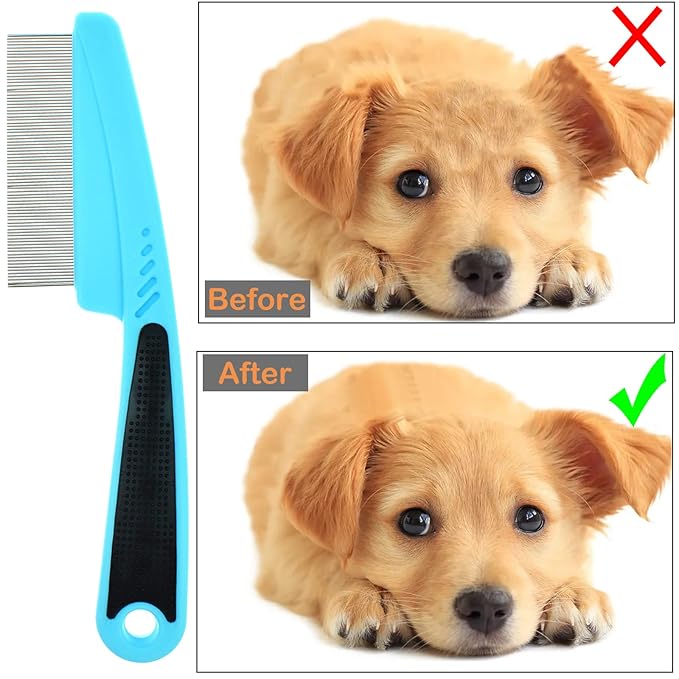Dog Comb Flea Comb Fine Tooth Tear Stain Grooming Comb for Removing Crust Mucus Stains