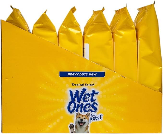 Wet Ones for Pets Antibacterial Heavy Duty Paw Wipes, 50ct, Tropical Splash Scent | Thick Dog Cleaning Wipes, Durable Disposable Dog Wipes for Paws, Scented Dog Wipes