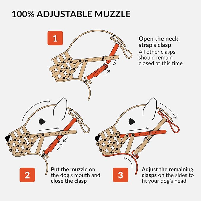 CollarDirect Pitbull Dog Muzzle Leather Amstaff Muzzles Staffordshire Terrier Secure Basket (Brown)