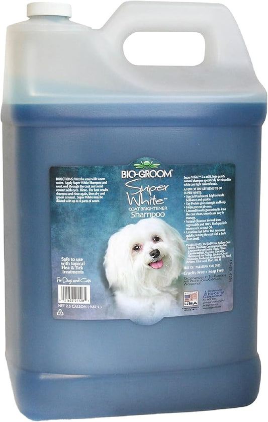 Bio-Groom Super Whitening Dog Shampoo - Whitening Pet Shampoo, Bathing Supplies, Puppy Wash, Grooming Supplies, Cruelty-Free, Made in USA, Coat Brightener Shampoo - 2.5 Gallons