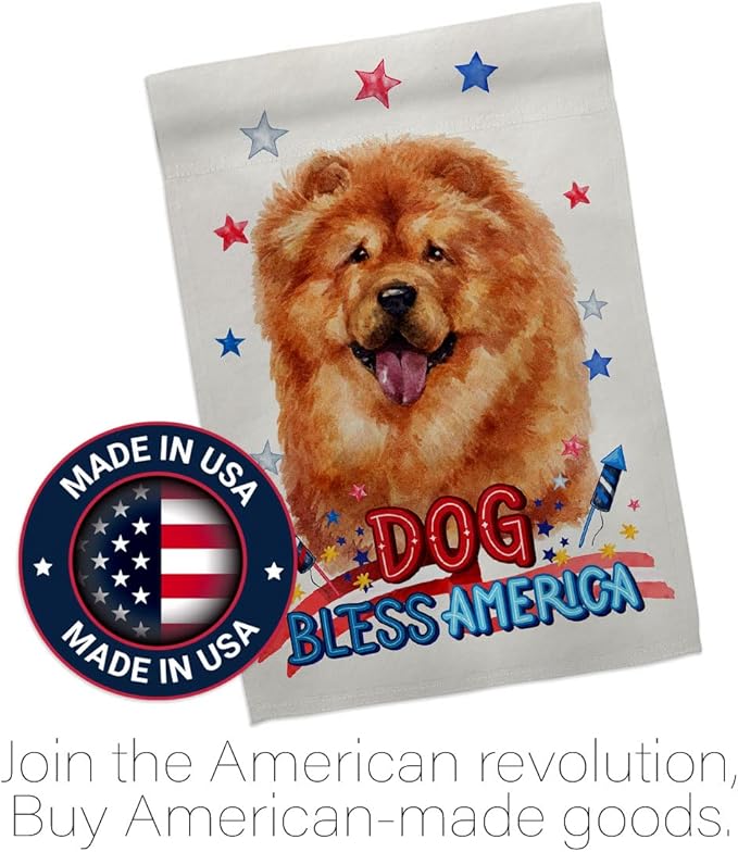 Breeze Decor Patriotic Chow Garden House Flag Set Dog Puppy Spoiled Paw Canine Fur Pet Nature Farm Animal Creature Decoration Banner Small Yard Gift Double-Sided, Made in USA
