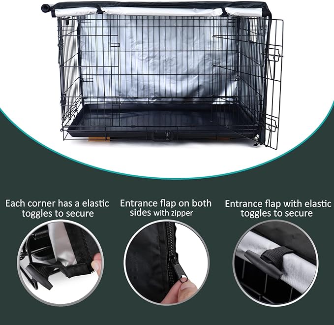 kefit Dog Crate Cover 30 inch, Kennel Cover for Dog Cage, Black