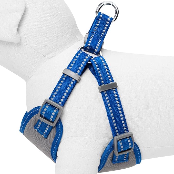 Blueberry Pet Essentials Pastel Color Reflective Dog Harness Vest, Chest Girth 17.5" - 21", Navy, Small, Adjustable Harnesses for Dogs