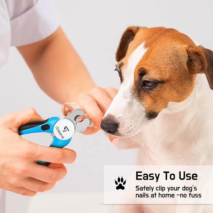 Professional Small Dog & Cat Nail Clippers with Nail File - Extra Sharp, Safe & Easy Trimming for Thick Nails - Safety Guard to Prevent Overcutting - Ideal for Small & Medium Breeds