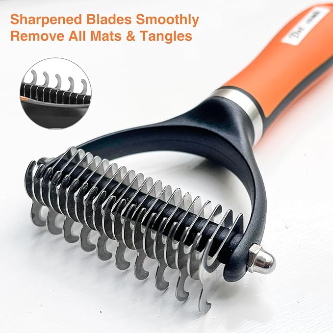 Dog Brush for Shedding - Reduce Dog Hair with Our Dog Brush, dog hair brush, deshedding dog brush, long hair dog brush(Orange Set)