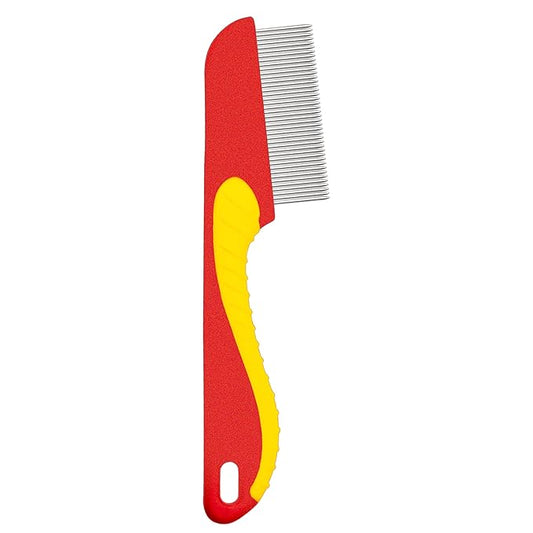 Comb with Rubber Handle for Dogs & Cats, Fine Tooth Dog Comb for Grooming