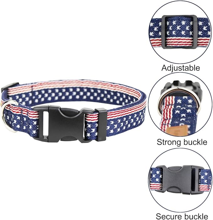 American Flag Dog Collars Adjustable Basic Dog Collar Soft Comfortable Pet Collar (S)