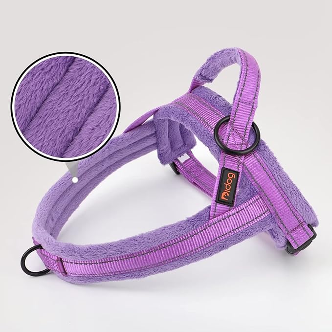 Didog Soft Flannel Padded Dog Vest Harness,Escape Proof/Quick Fit Reflective Dog Strap Harness, Easy for Training Walking(M:Chest 21-26", Purple)