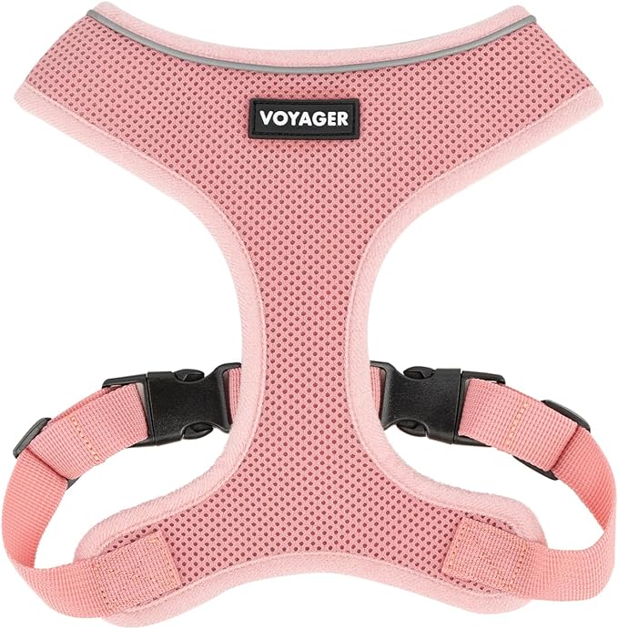 Voyager Aerolite No Pull Mesh Dog Harness with Lightweight, Soft, Breathable, Reflective Stitching, and Adjustable Straps for Walking, Running, Training, Heavy Duty and Durable - Pink, XL