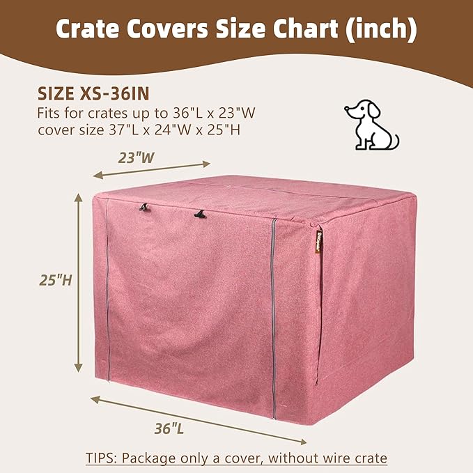 HiCaptain Pink Dog Crate Cover for 36 Inches Wire Crates, Heavy-Duty Polyester Indoor Dog Kennel Cover Universal Fit for 1 2 Doors Standard Metal Cage (Upgrade Two-Tone Pink)