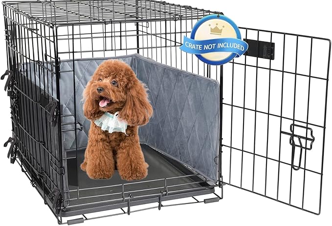 Gray Dog Crate Bumpers with Ties - Tail Protector, 42"X28"X10"
