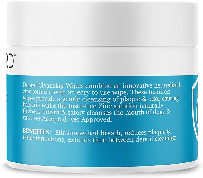 Dental Cleansing Wipes for Dogs, Cats, Horses and Companion Animals (100 Wipes), Light Blue/White
