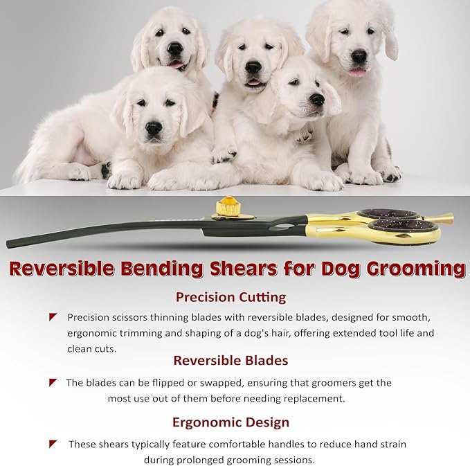 Curved Thinner Dog Scissors - Ergonomic Updated Dog Grooming Scissors Sharp Curved Blender Dog Shears 440C Stainless Steel Grooming Shears Professional Pet Shears for Groomer