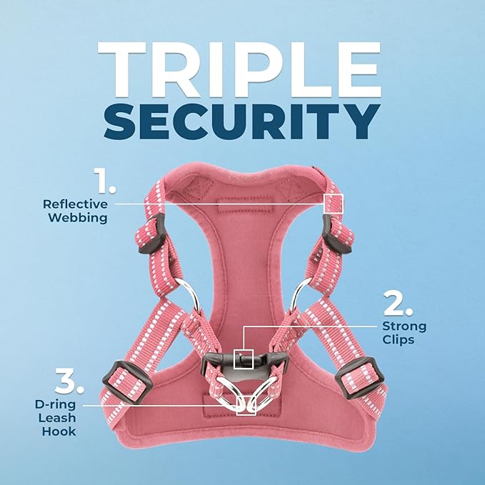 Best Pet Supplies Voyager Adjustable Dog Vest Harness Breathable No Pull Harness for Small, Medium, Large Dogs, Heavy Duty Harness for Walking, Jogging, Easy Step-in, Reflective Stripes - (Pink), XL