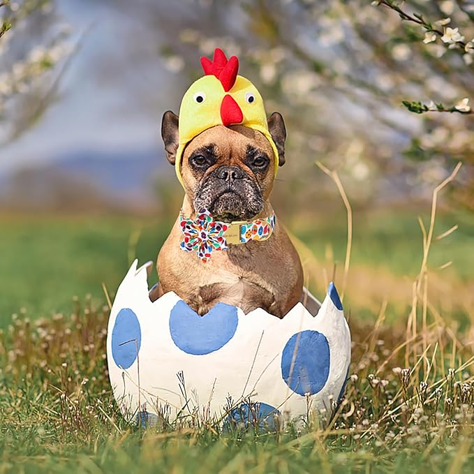 Unique Style Paws Easter Day Dog Collar with Bow Colorful Egg Rabbit Dog Collar Bowtie Bowtie Collar for Large Medium Small Dogs