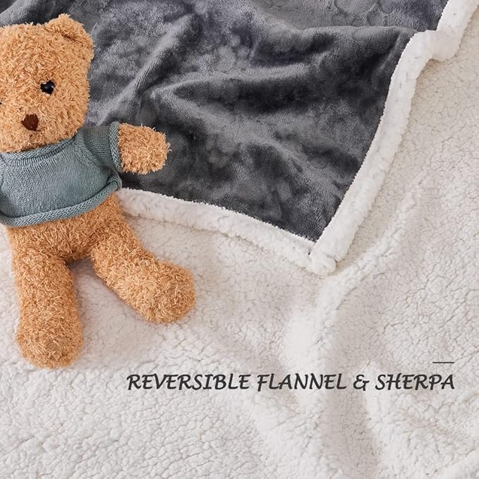 Qeils Dog Blankets for Large Dogs - Waterproof Dog Blanket Washable - Sherpa Fleece Puppy Blanket, Soft Plush Reversible Throw Protector for Bed Couch Car Sofa, 50"X60", Dark Grey
