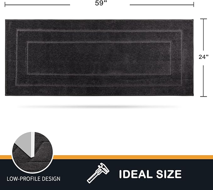 PURRUGS Dirt Trapper Door Mat 24" x 59.5", Non-Slip/Skid Machine Washable Entryway Rug, Dog Door Mat, Super Absorbent Welcome Mat for Muddy Wet Shoes and Paws, Charcoal