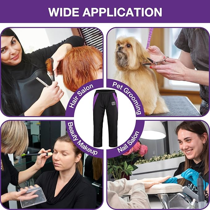 Noverlife Professional Grooming Pants for Pet Groomers, M Size, Comfortable Elasticated Waist, Lightweight Black Hair Resistant Trousers