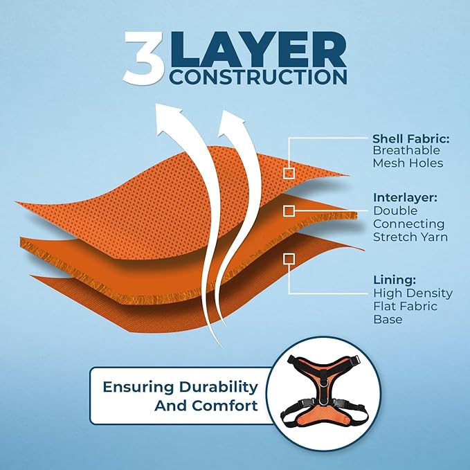 Voyager Step-in Lock Dog Harness w Reflective Dog Leash Combo Set with Neoprene Handle 5ft - Supports Small, Medium and Large Breed Puppies/Cats by Best Pet Supplies - Orange/Black Trim, XS